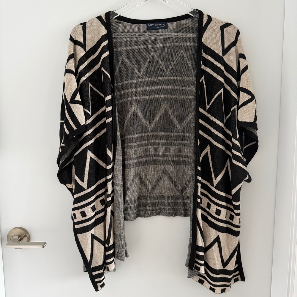 BSZW Knitwear - Black and Cream Geometric Cardigan